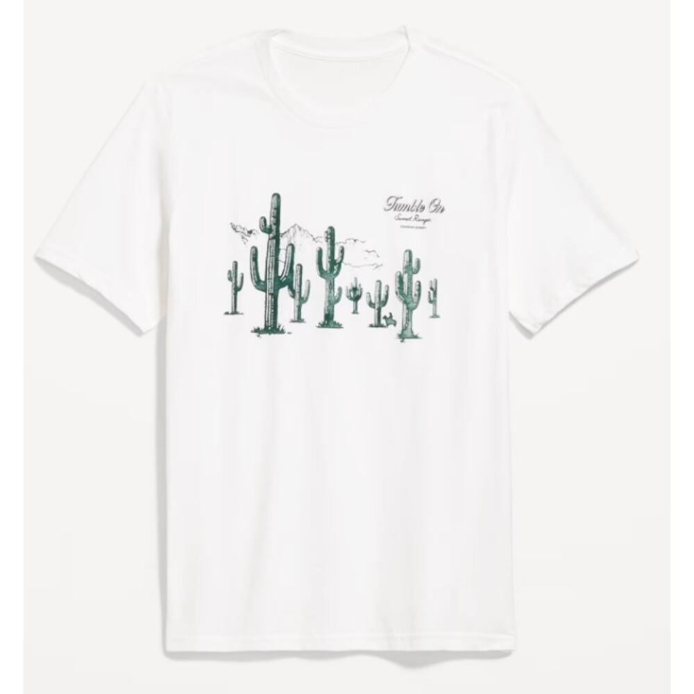 Old Navy Tumble On Cactus White Graphic TShirt Tee Top NEW Mens XL